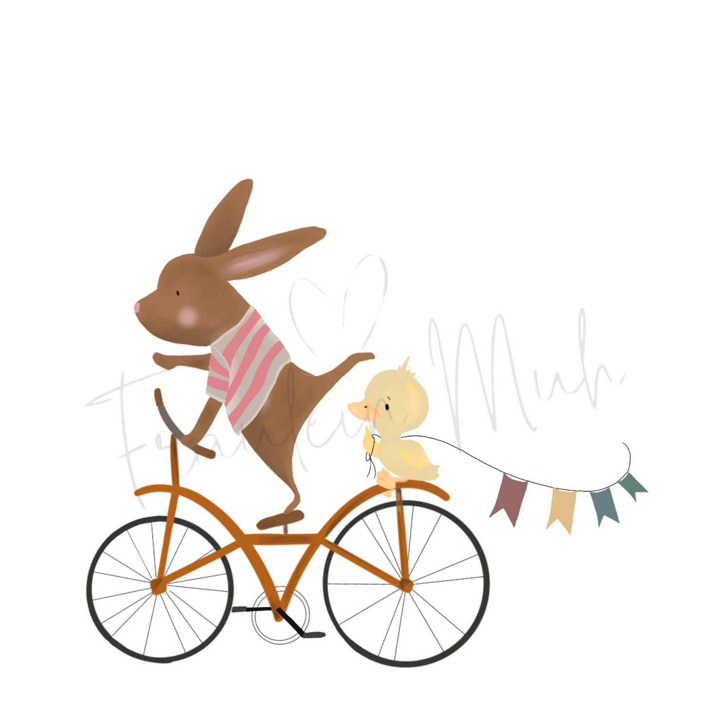 Digitale Datei Hase auf Fahrrad- Download für Supplimationsdrucker