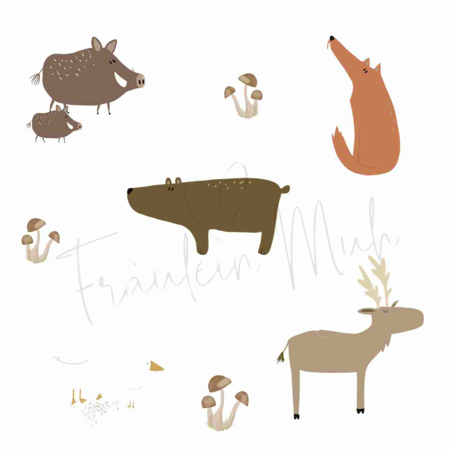 Digitale Datei Waldtiere - Download für Supplimationsdrucker