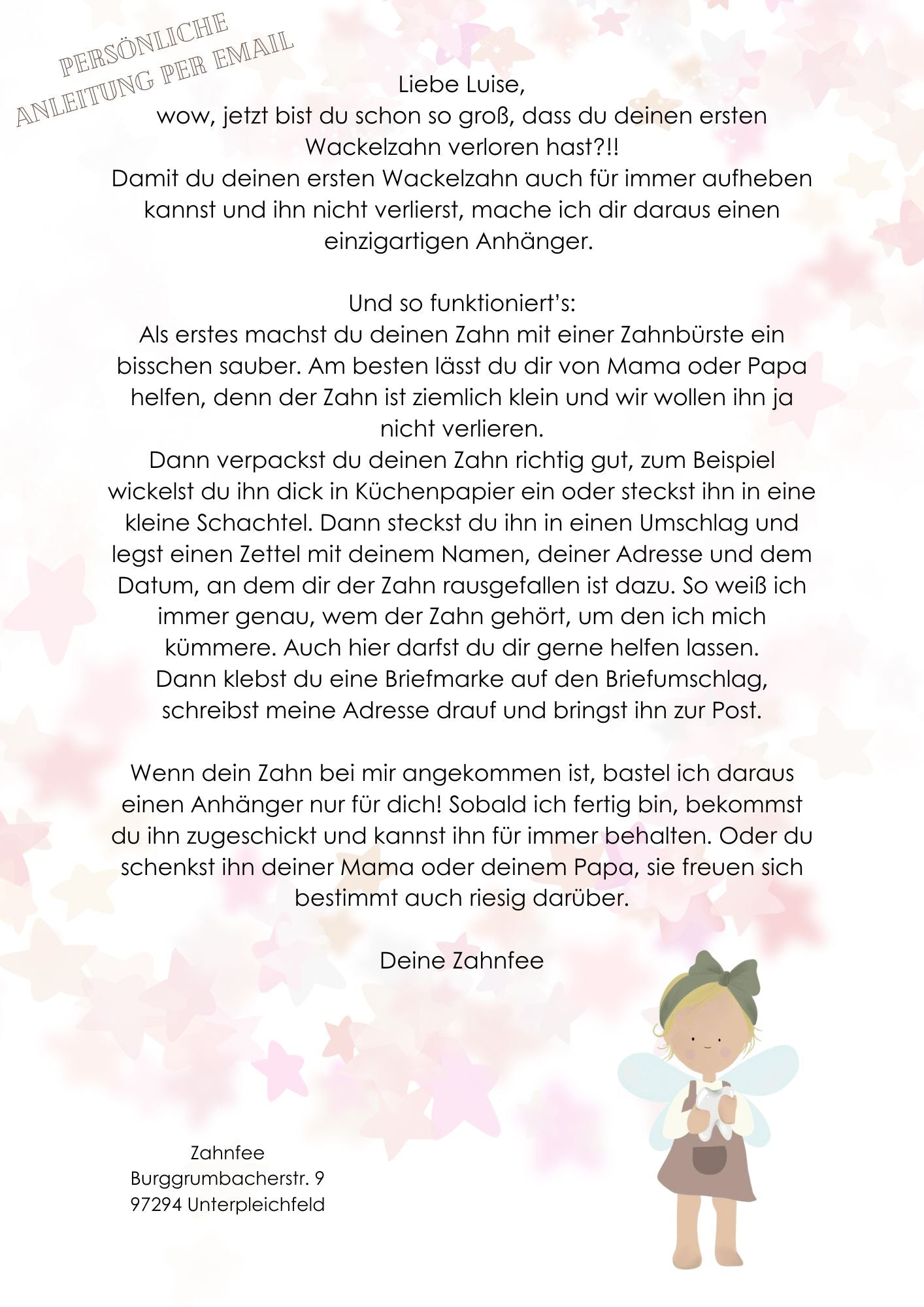 Milchzahnanhänger, einzigartiges Schmuckstück aus Milchzahn, Zahnfeezertifikat