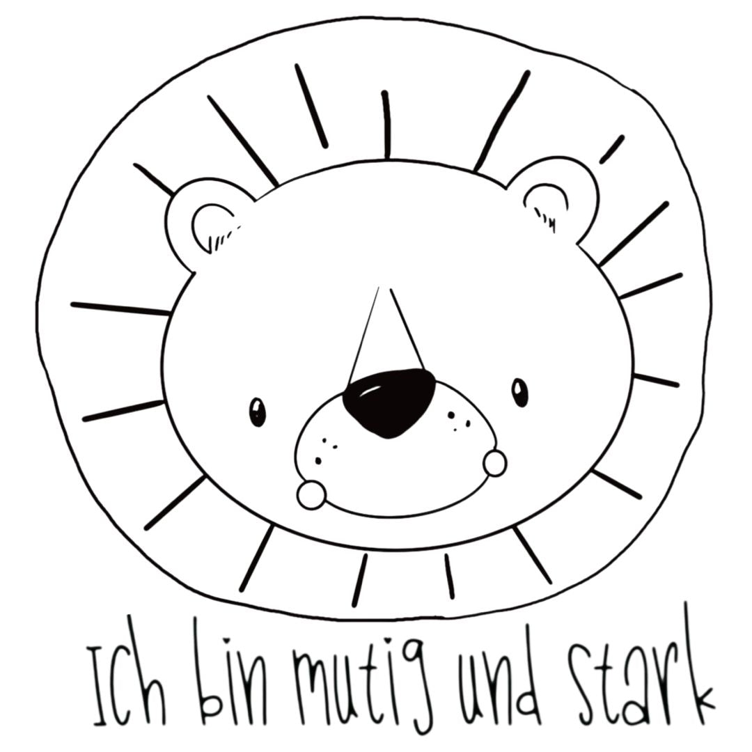 Ausmalbild Kinder Löwe - mutig und stark - kostenloser Download