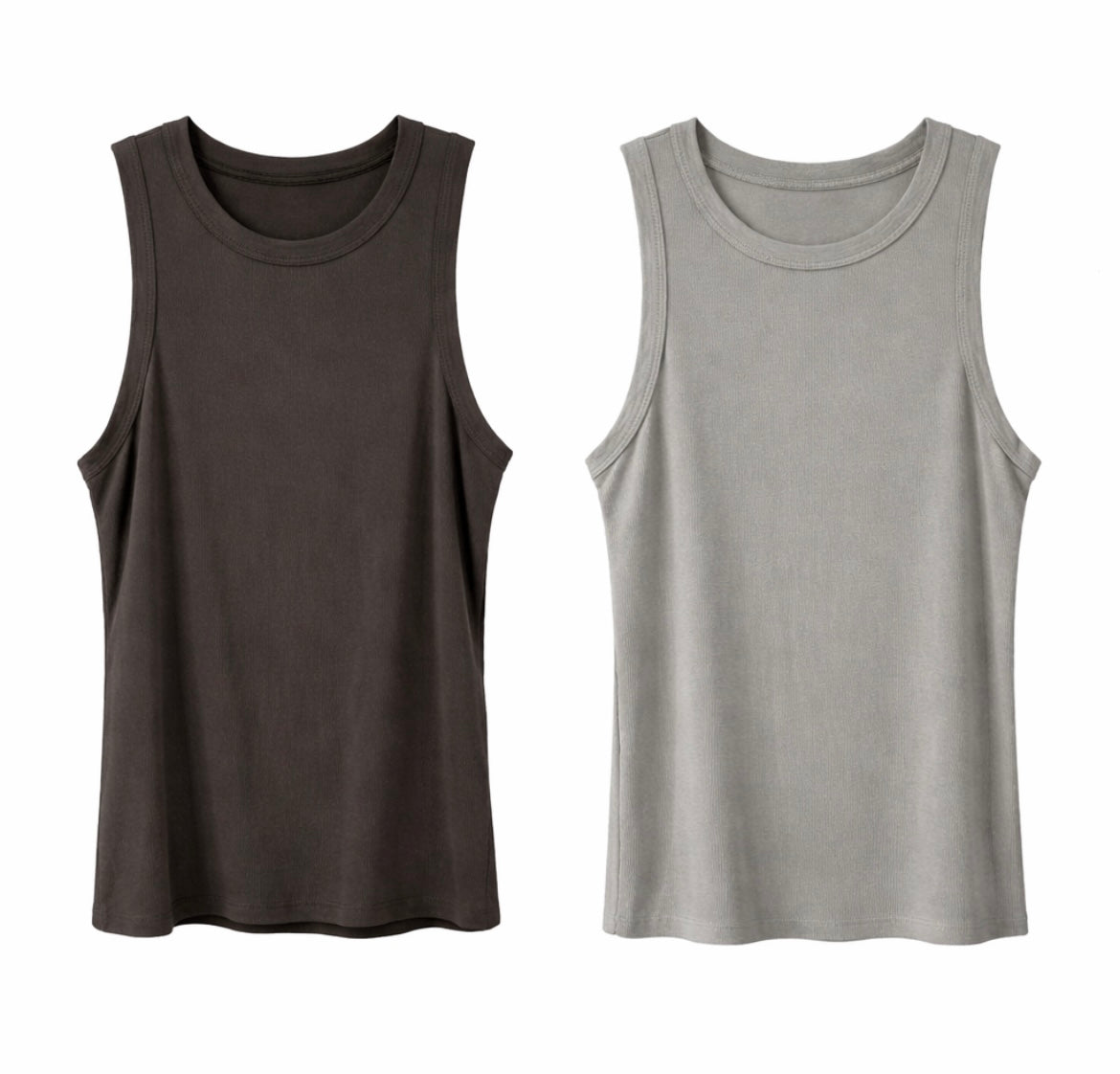 Ribbed Basic Top – Grau & Braun