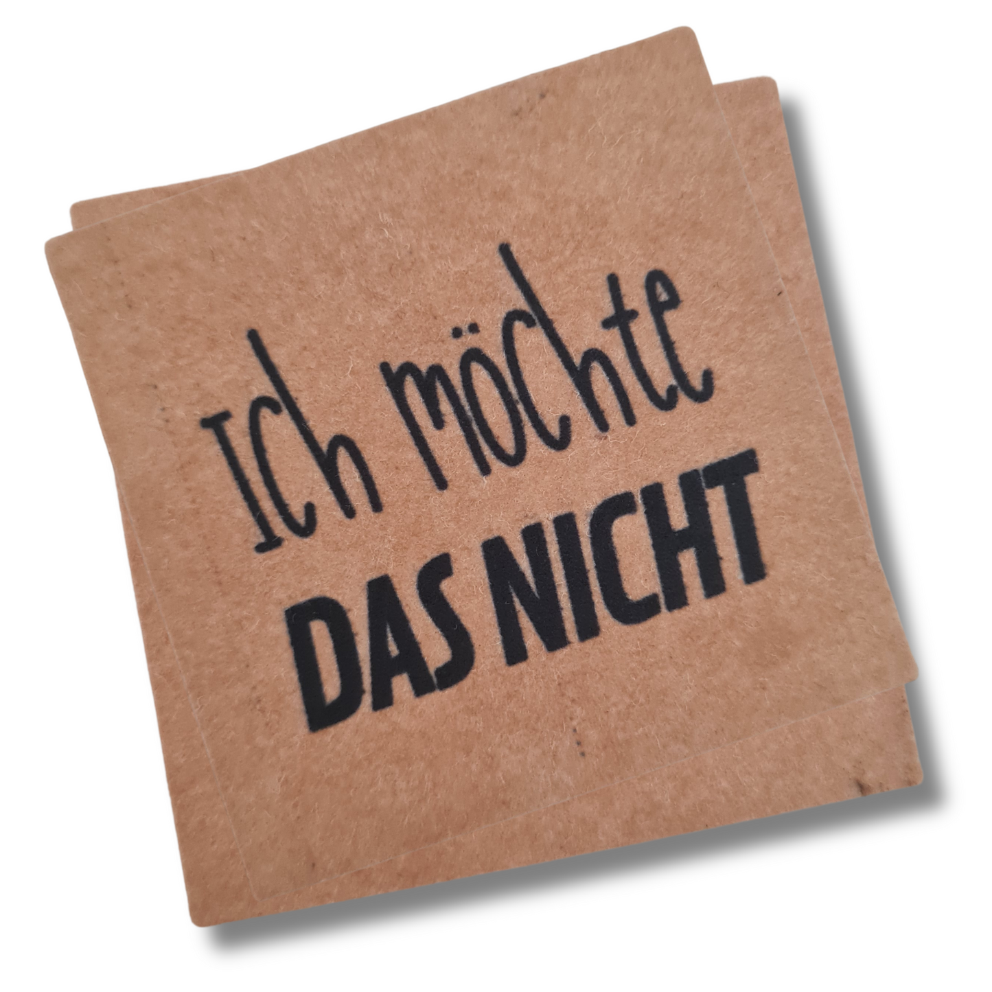 Spruch auf Patch aus veganem Leder, Snap Paper mit Statement zum Aufnähen
