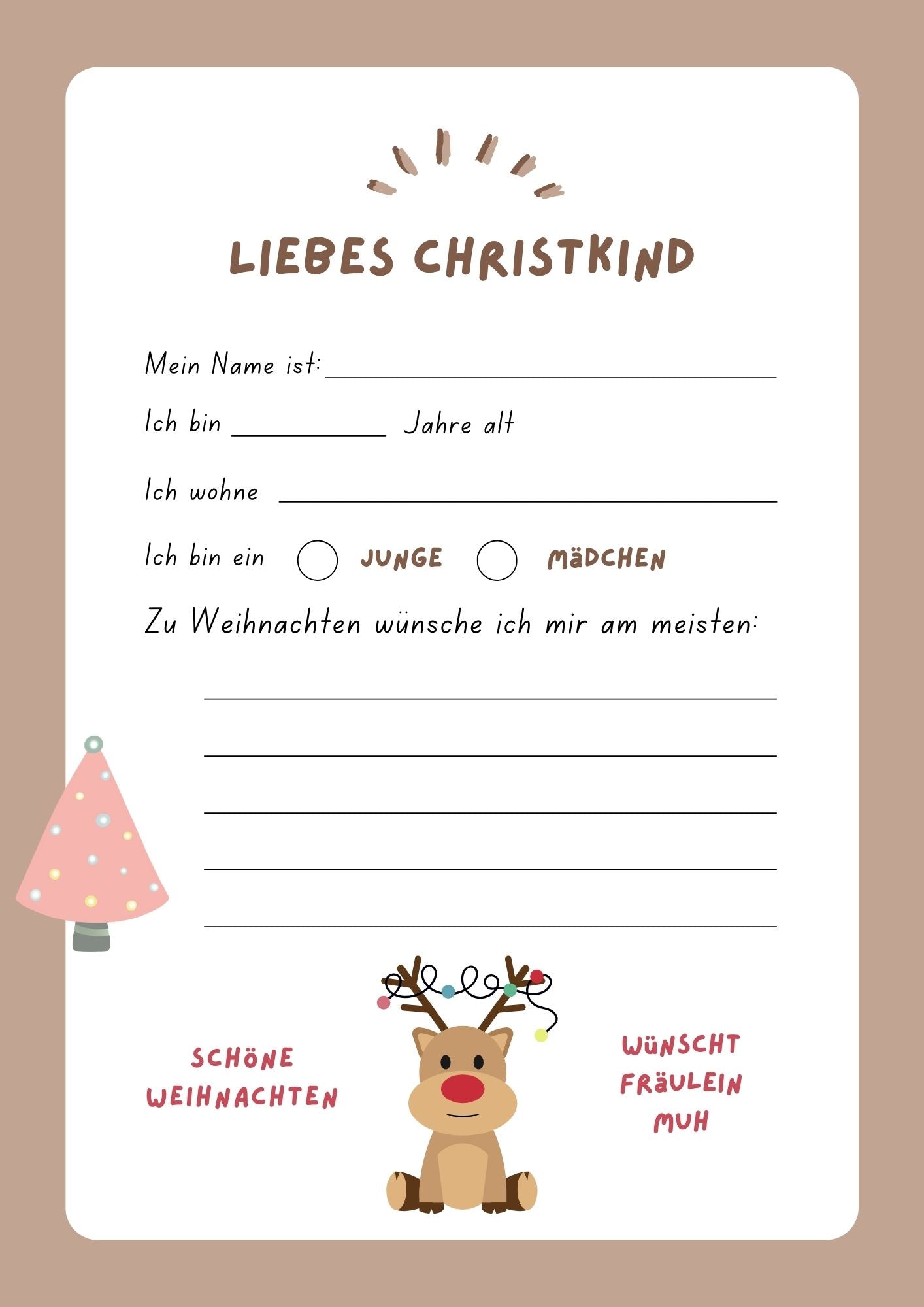 Vorlage Wunschzettel zum Ausdrucken