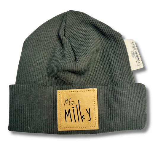 Wunschmütze aus einfarbigem Jersey mit deinem Spruch