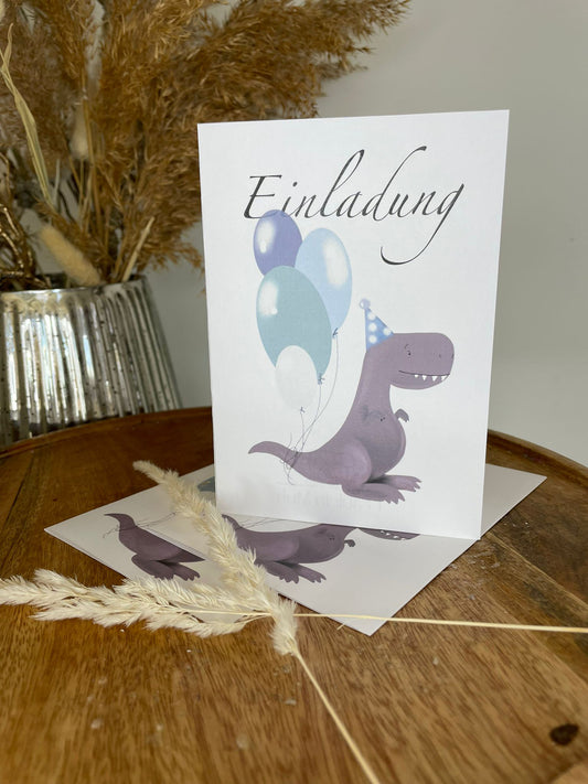 Dino - Einladung Kindergeburtstag, sofortiger Download zum Ausdrucken