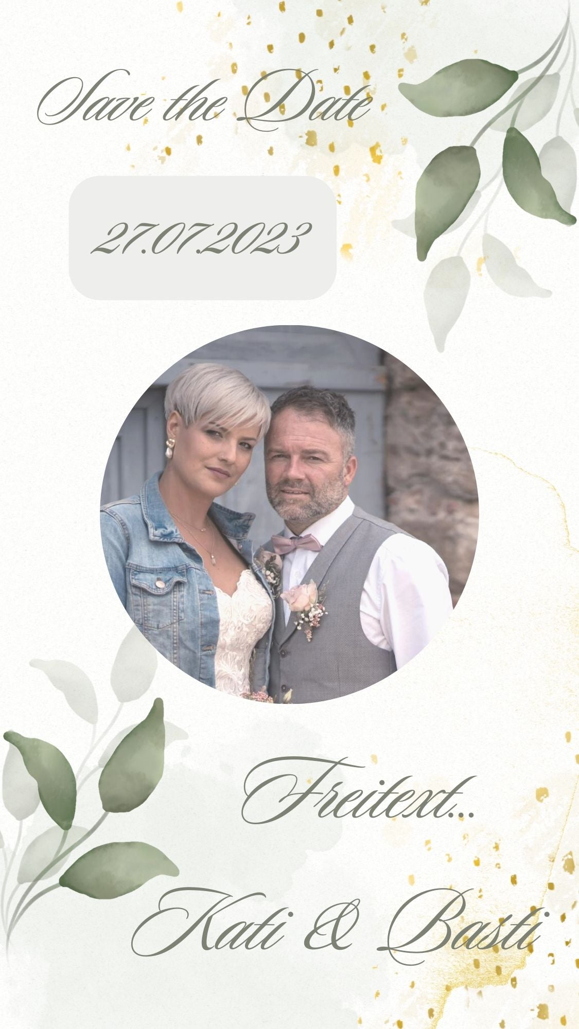 Save the Date, personalisiertes Video, Download zum Versenden per Email oder WhatsApp Aquarell Blätter