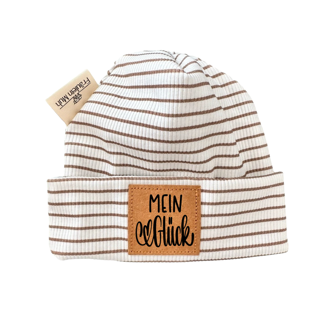 Newborn Mütze, streifen camel, Mein Glück