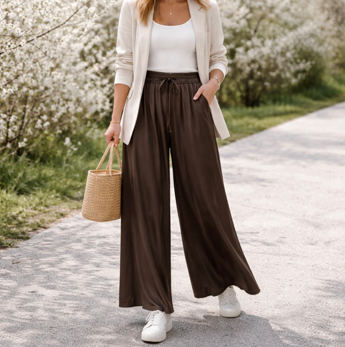 Satin Hose mit fließendem Fall – Einheitsgröße