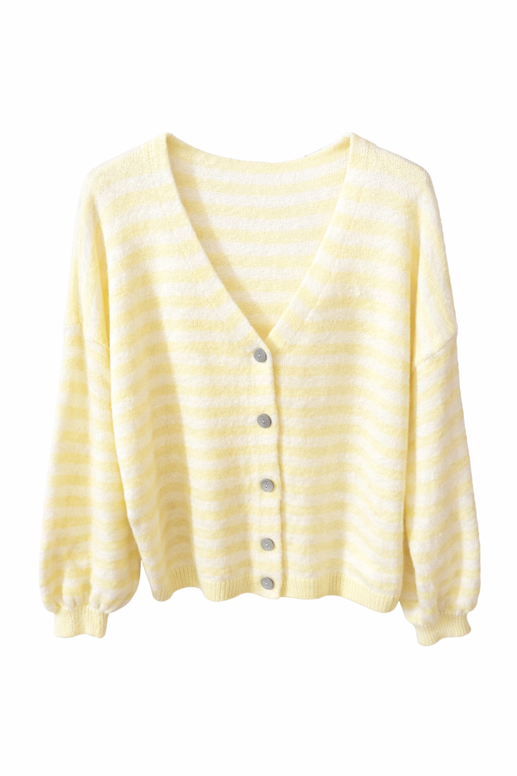 Strickcardigan „Spring gelb streifen | One Size (tragbar ca. 36–42)