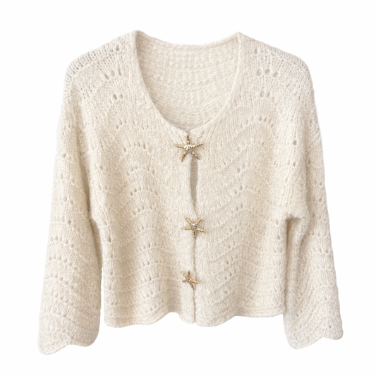 Strickcardigan „Sea Star“ – Creme | One Size (tragbar ca. 36–42)