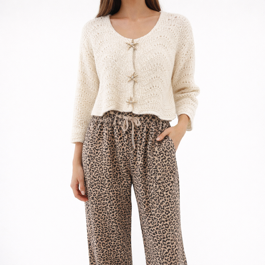 Weite Stretchhose „Wild Comfort“ – Leo Print | One Size (tragbar ca. 38–44)