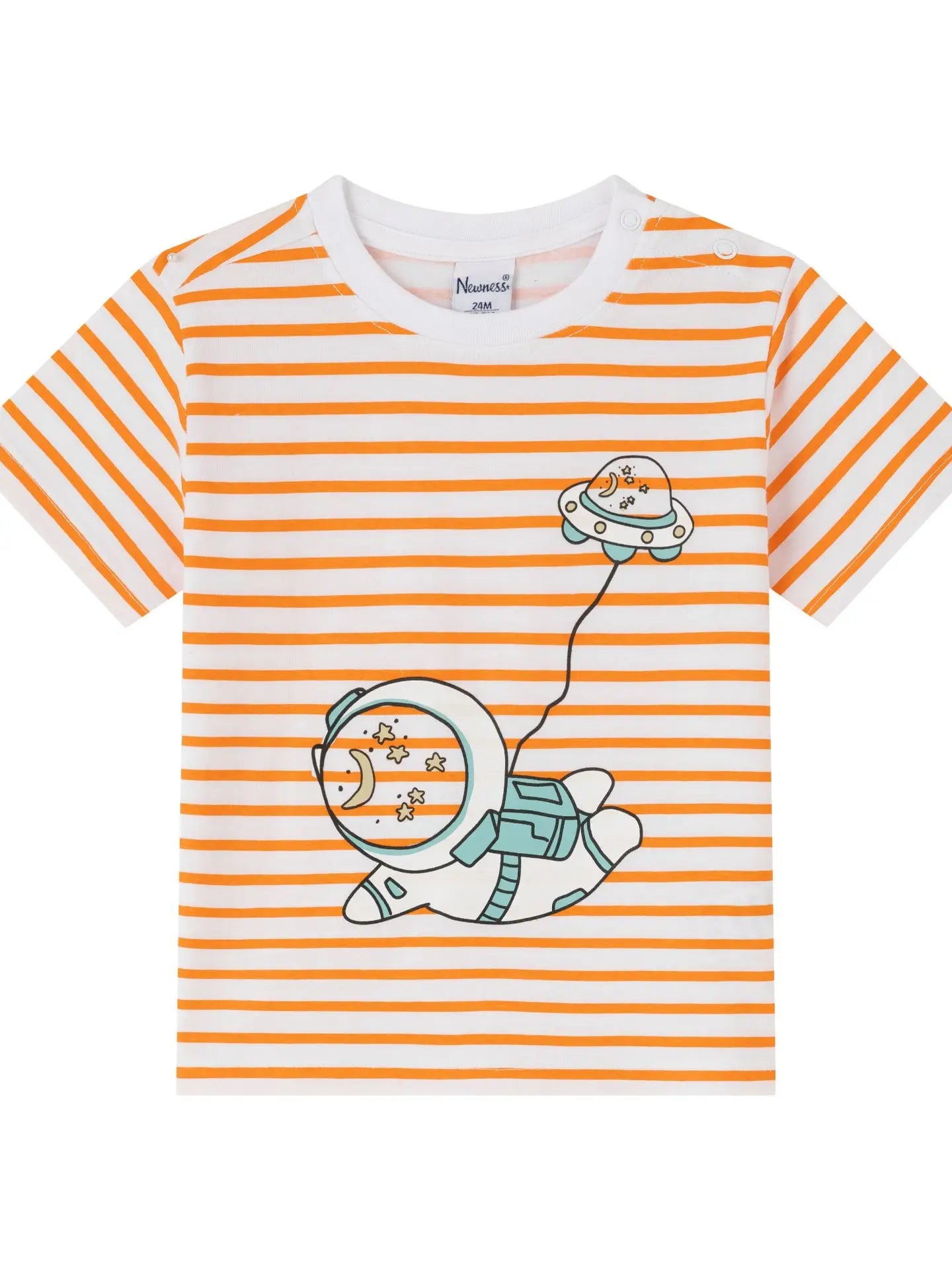 Kinder/Baby T-Shirt mit Astronauten Druck gestreift, orange