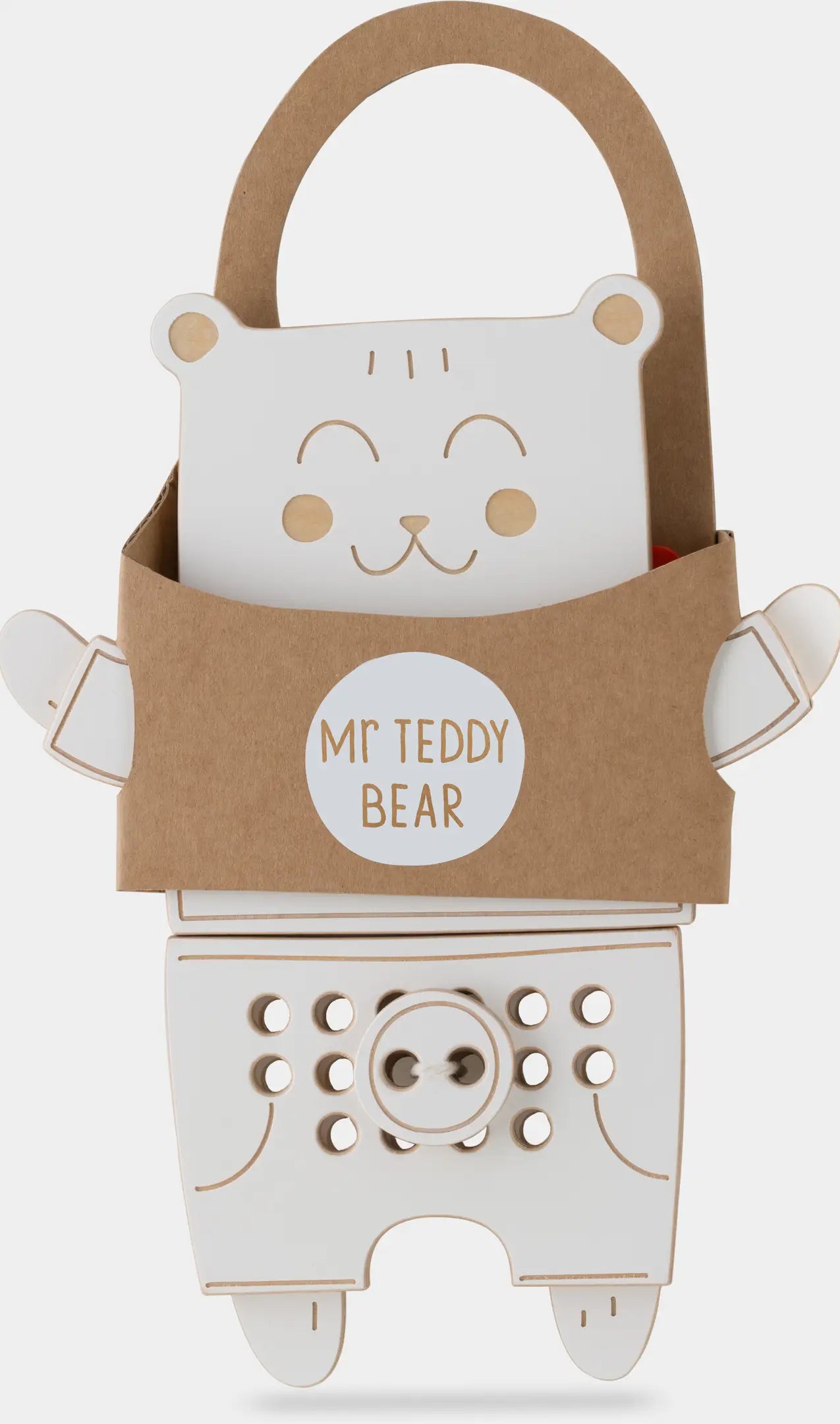Mr. Teddybär, Spielzeug zum Schnüren aus Holz, montessori