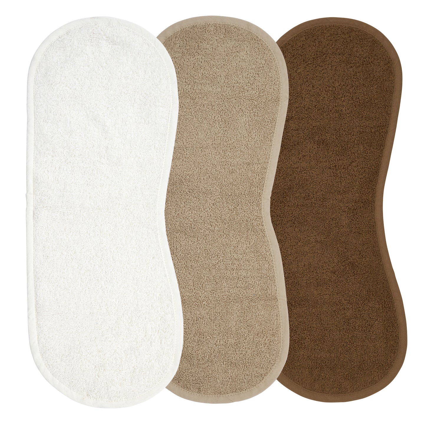Basic Frottee Spucktücher Schultermodell 3er-Pack - Offwhite/Taupe/Chocolate