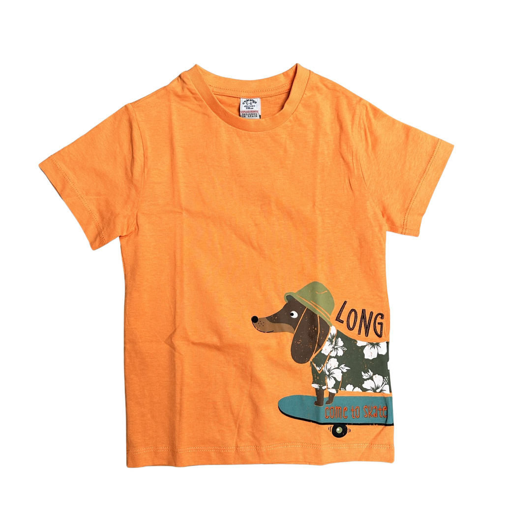 Jungs T-Shirt, Shirt Orange mit Dackel Print